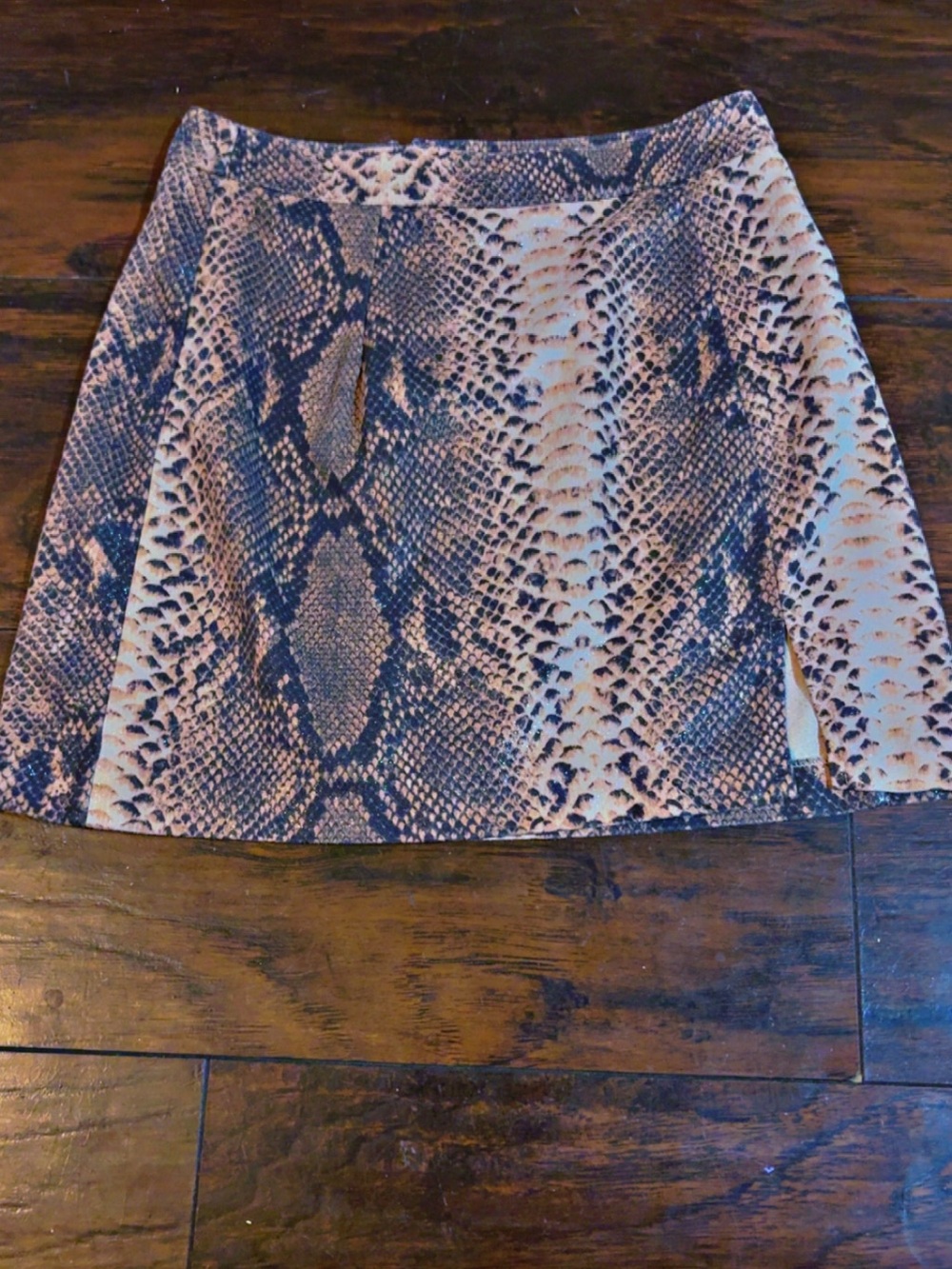 entro Snake-Print A-Line Mini Skirt in Brown and Black